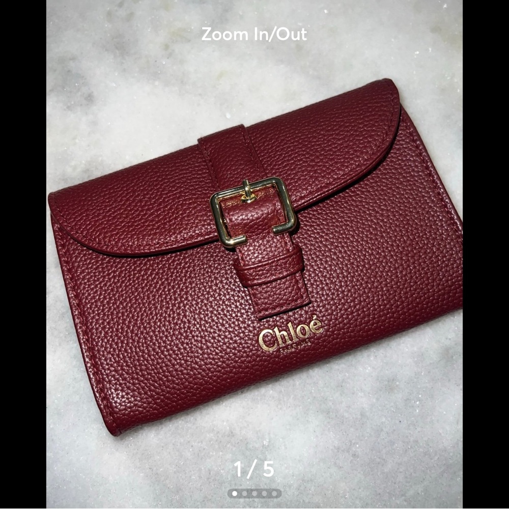 Chloe's faux leather pouch includes a perfume sample.